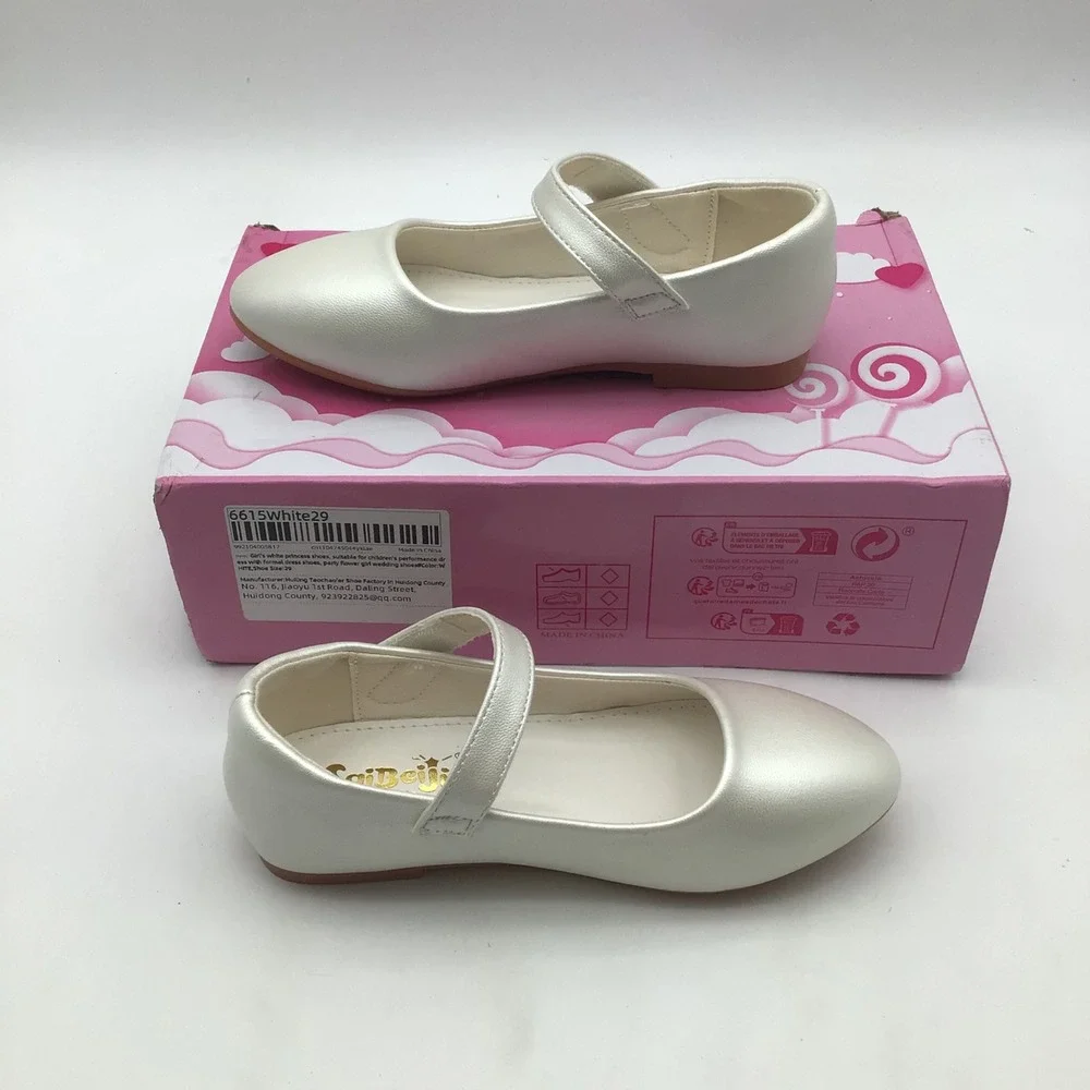 SaiBeiji Girls White Mary Jane Shoes Flower Girl Wedding Size EU 29 US 11.5 NEW